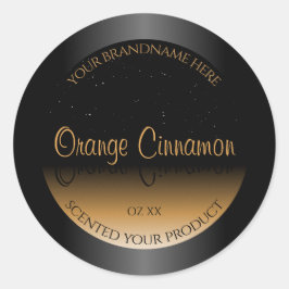 ブラックスタイリッシュオレンジ色の製品ラベルソフトグリッター ラウンドシール