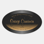 ブラックスタイリッシュオレンジ色の製品ラベルソフトグリッター 楕円形シール (正面)