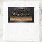 ブラックスタイリッシュオレンジ色の製品ラベルソフトグリッター 長方形シール (バッグ)