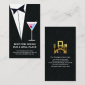 ブラックスタイリッシュタキシードマルティーニレストランパブ 名刺 (正面/裏面)