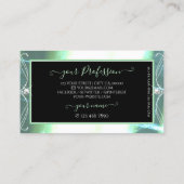 ブラックスタイリッシュティール(緑がかった色)スパークルジュエリー、ロゴ付き華美 名刺 (裏面)