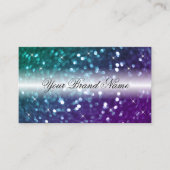ブラックスタイリッシュティール（緑がかった色）パープルスパークルグリッターモダン 名刺 (正面)