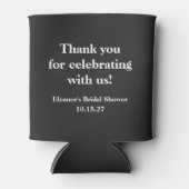 ブラックスタイリッシュブライダルシャワーカスタムサンキュー 缶クーラー (正面)