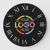 ブラックスタイリッシュブランド会社のビジネスロゴカスタム ラージ壁時計 (正面)