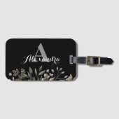 ブラックスタイリッシュボモノグラムのタニカルラゲージタグ ラゲッジタグ (正面横)