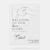 ブラックスタイリッシュミニマル結婚リスト歓迎 アクリルサイン (正面)