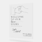 ブラックスタイリッシュミニマル結婚リスト歓迎 アクリルサイン (傾斜)