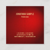 ブラックスタイリッシュレッドダマスクテンプレートプロフェッショナル スクエア名刺 (裏面)