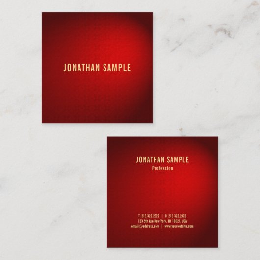 ブラックスタイリッシュレッドダマスクテンプレートプロフェッショナル スクエア名刺 (正面/裏面)