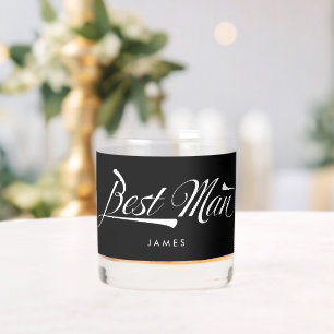ブラックスタイリッシュレトロタイポグラフィ花婿介添人Groomsmen ウイスキーグラス