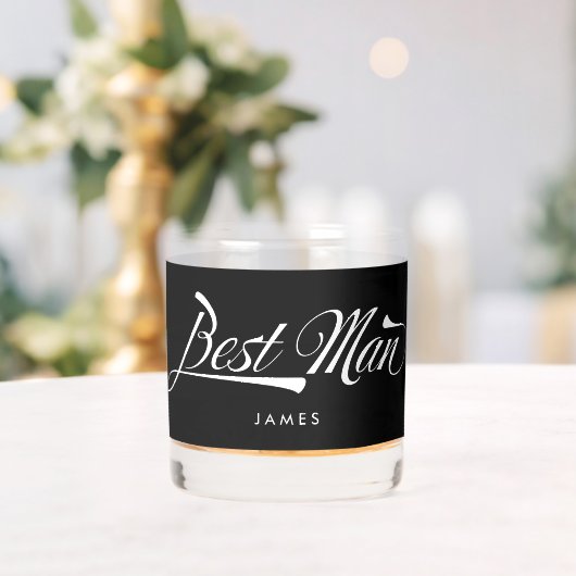 ブラックスタイリッシュレトロタイポグラフィ花婿介添人Groomsmen ウイスキーグラス (インサイチュ (ウェディング))