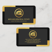 ブラックスタイリッシュ金ゴールドコーナー不動産仲介業者 名刺 (正面/裏面)