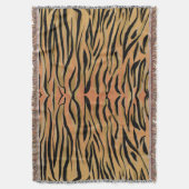 ブラックスタイリッシュ金ゴールドタイガーアニマルプリント スローブランケット (正面縦)