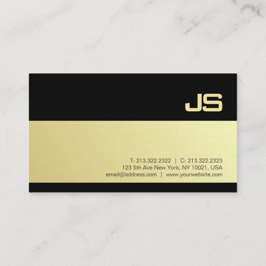 ブラックスタイリッシュ金ゴールドモノグラムのデザインプレインラグジュアリー 名刺 (裏面)