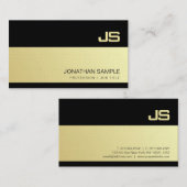 ブラックスタイリッシュ金ゴールドモノグラムのデザインプレインラグジュアリー 名刺 (正面/裏面)