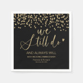 ブラックスタイリッシュ金ゴールド我々はまだ結婚誓の更新を行う スタンダードカクテルナプキン (正面)