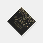 ブラックスタイリッシュ金ゴールド我々はまだ結婚誓の更新を行う スタンダードカクテルナプキン (角)