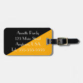 ブラックスタイリッシュ&金ゴールドデザイナーラゲージタグ ラゲッジタグ (正面横)