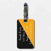 ブラックスタイリッシュ&金ゴールドデザイナーラゲージタグ ラゲッジタグ (裏面縦)