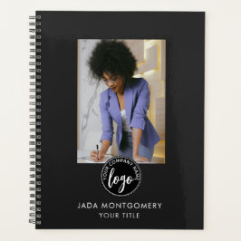 ブラックスタイリッシュIDカードモダンミニマル写真ロゴ プランナー手帳