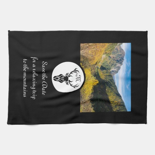 ブラックスタグシルエットモノグラムフォト キッチンタオル (横)