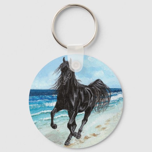 ブラックスタリオンアラビア馬キーチェーン キーホルダー (正面)