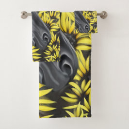 ブラックスタリオンホースとヒマワリ バスタオルセット