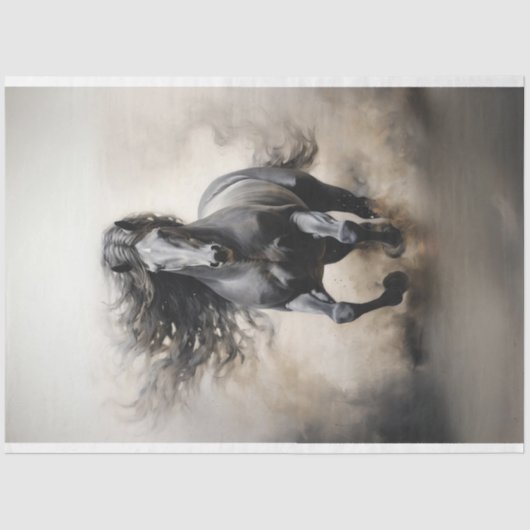 ブラックスタリオンホースランニングズデコパージュ 薄葉紙 (正面)