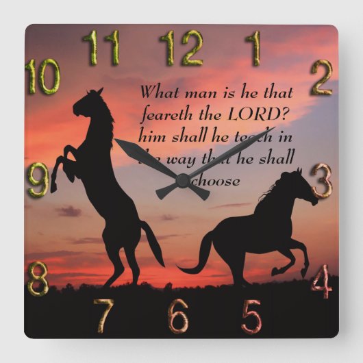 ブラックスタロンシルエット スクエア壁時計 (正面)