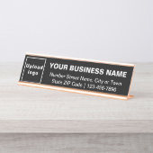 ブラックスタンダードデスクのビジネスブランド名プレート デスクネームプレート (正面)