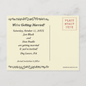 ブラックスタンダードプードルウェディング日付を保存 案内ポストカード (裏面)