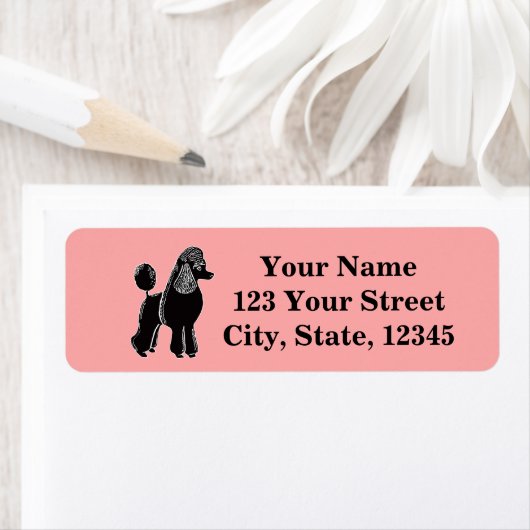 ブラックスタンダードプードルピンク差出人住所ラベル ラベル (インサイチュ)