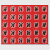 ブラックスタンダードプードルレッド&ピンクラッピング紙 ラッピングペーパー (フラット)