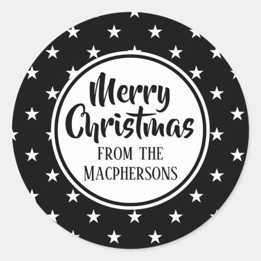 ブラックスターズのクリスマスステッカー ラウンドシール (正面)