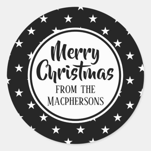 ブラックスターズのクリスマスステッカー ラウンドシール (正面)