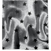 ブラックスターズ付きミニマリストのシルバーグレー シャワーカーテン (正面)