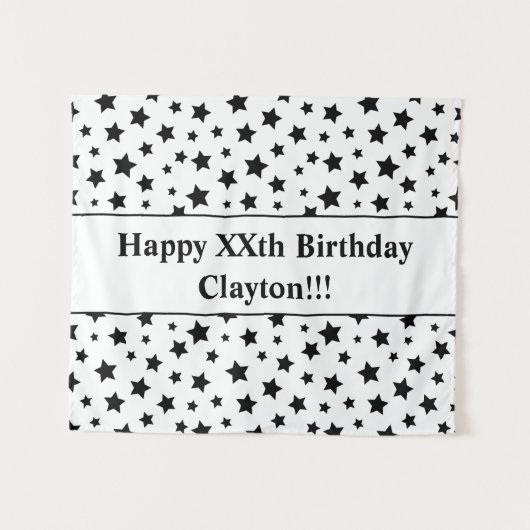 ブラックスターズ ウィズ メッセージ バースデー タペストリー (正面(横))