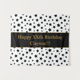 ブラックスターズ ウィズ メッセージ バースデー タペストリー