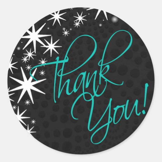 ブラックスターズQuinceaneraありがとう(black/aqua) ラウンドシール (正面)