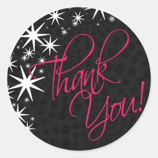 ブラックスターズQuinceaneraありがとう(black/fuschia) ラウンドシール (正面)