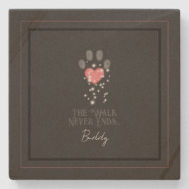 ブラックスターライトピンクハートポープリントドッグメモリアル ストーンコースター