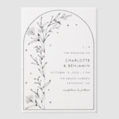 ブラックスターリーシテラルアーチ結婚ボタニーズ ベラム紙招待状 (正面)