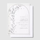 ブラックスターリーシテラルアーチ結婚ボタニーズ ベラム紙招待状 (オフセット)