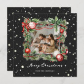 ブラックスターリースフォトメリークリスマスカード シーズンカード (正面/裏面)