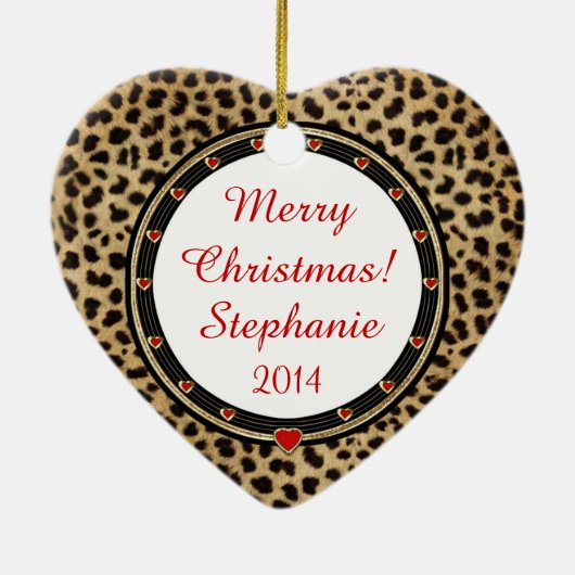 ブラックスティレットチーテパーソナライズされたーハートオーナメント セラミックオーナメント (裏面)