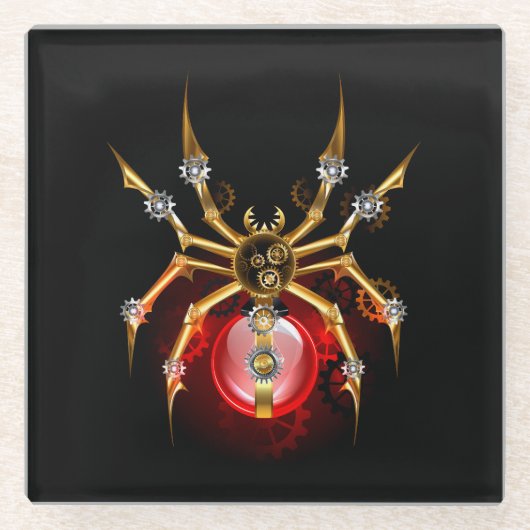 ブラックスティームパンクスパイダー ガラスコースター (正面)