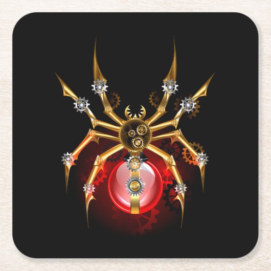 ブラックスティームパンクスパイダー スクエアペーパーコースター (正面)