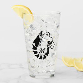 ブラックステンシルにエビのモノグラムスタイル タンブラーグラス