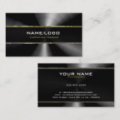 ブラックステンレススチールと金ゴールドアクセントテンプレート 名刺 (正面/裏面)