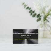 ブラックステンレススチールと金ゴールドアクセントテンプレート 名刺 (スタンド正面)
